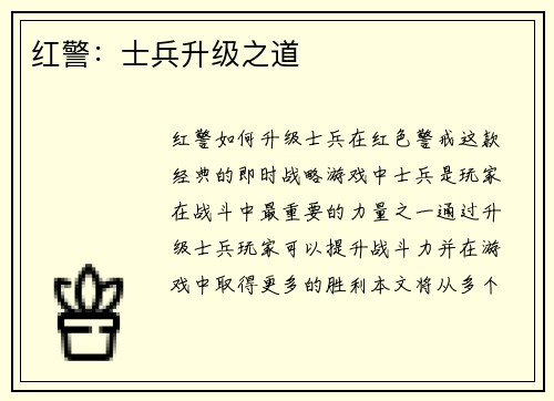 红警：士兵升级之道
